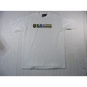 USA Olympic T-Shirt Mens Medium White Excellent Vintage Graphic Tee Made in USA